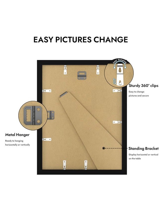 Hongkee 11x14 Picture Frame with Real Glass - 8x10 Wooden Frame with Mat, Horizontal and Vertical Display for Wall or Tabletop (Black, 1 Pack) - Image 4