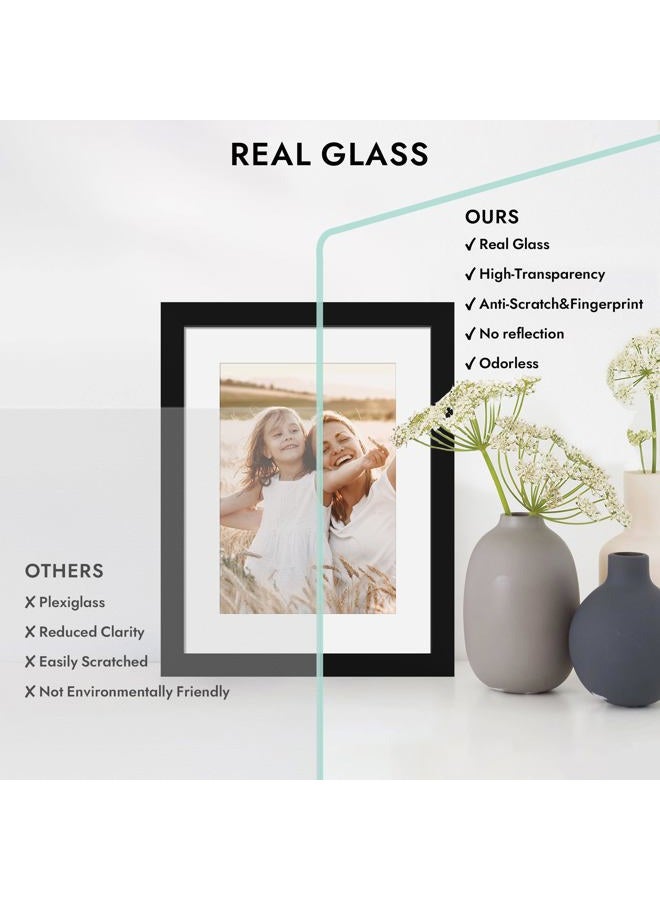 Hongkee 11x14 Picture Frame with Real Glass - 8x10 Wooden Frame with Mat, Horizontal and Vertical Display for Wall or Tabletop (Black, 1 Pack) - Image 3