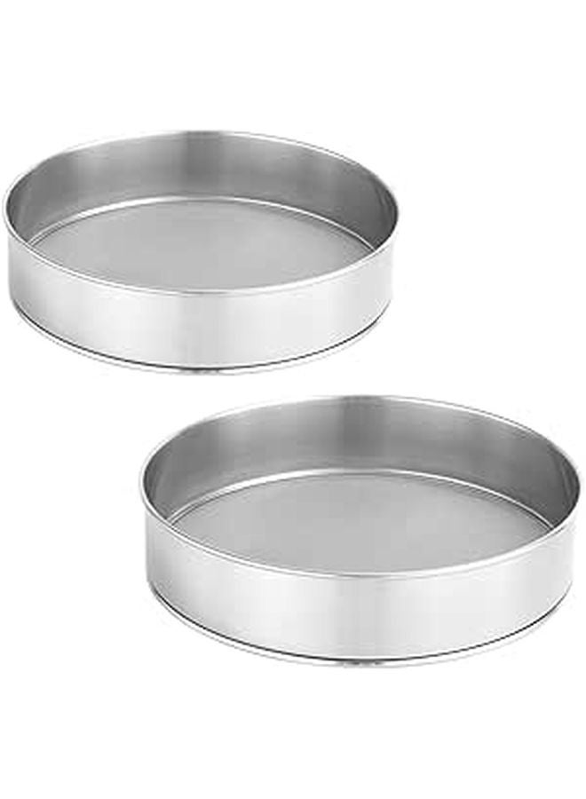 Fine Mesh Stainless Steel Flour Sifter 2 Pack Baking Sieve Strainer Easy Clean - Image 1