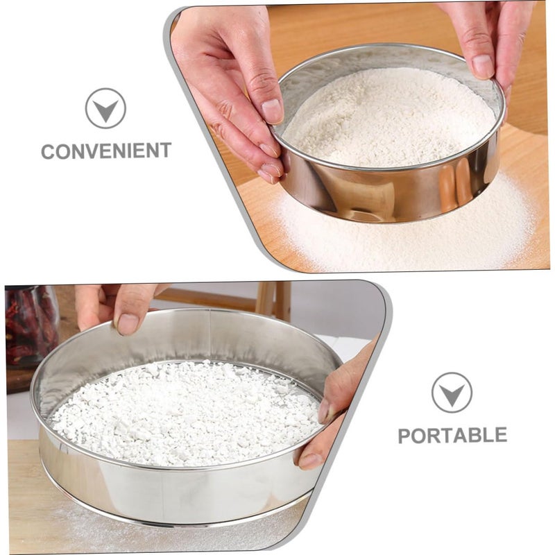 Fine Mesh Stainless Steel Flour Sifter 2 Pack Baking Sieve Strainer Easy Clean - Image 4