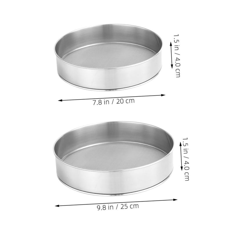 Fine Mesh Stainless Steel Flour Sifter 2 Pack Baking Sieve Strainer Easy Clean - Image 3