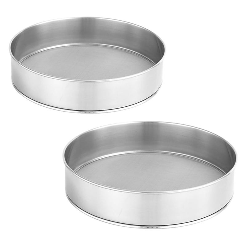Fine Mesh Stainless Steel Flour Sifter 2 Pack Baking Sieve Strainer Easy Clean - Image 2