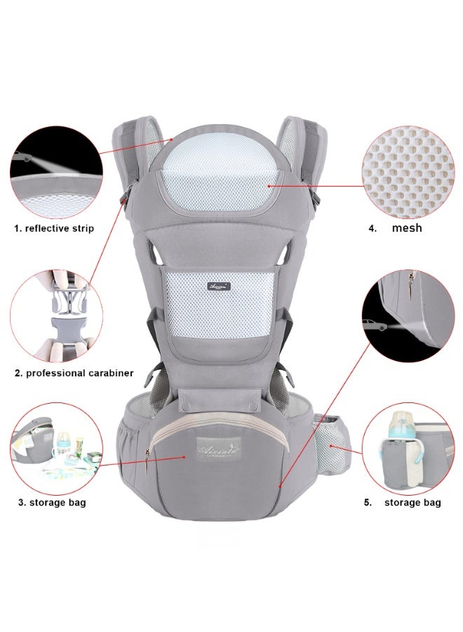 Toriseek Baby Carrier with Hip Seat, Multi-Functional 9 in 1 Baby Carrier Newborn to Toddler for All Seasons, Baby Backpack Carrier for Toddler, Infant Newborn, Multifunctional Carrier - Image 5
