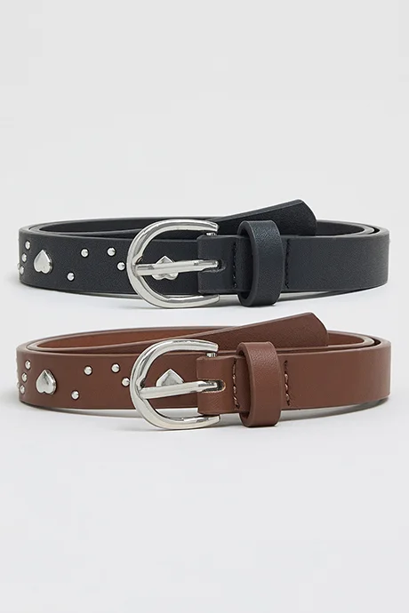 أر أند بي 2 Pack Embellished Buckle Belts