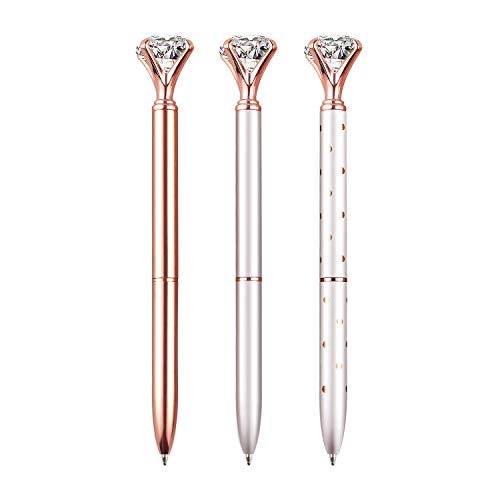 NNY 3 PCS Ballpoint Pens Metal Crystal Diamond Pens Fancy Pens Gifts for Women Girls Christmas Birthday School Office, Includes 3 Pen Refills - Image 1