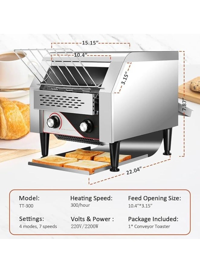 Gravity Commercial Conveyor Toaster 300 Slices/hour, Hotel Restaurant Cafe Rotary Toasting Machine, Electric Stainless Steel Restaurant Oven for Making Muffins/toast/pastries/waffles/bagel/burgers 3000-medium - Image 3