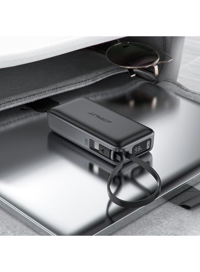 ACEFAST Power Bank 10000mah Fast Charging PD30W with USB-C Cable, 1USB-C Port,1 USB-A Port, Lightweight and High Quality, Suitable for Mobile   phones, Tablets, Game Consoles (M7)  - Black - Image 4