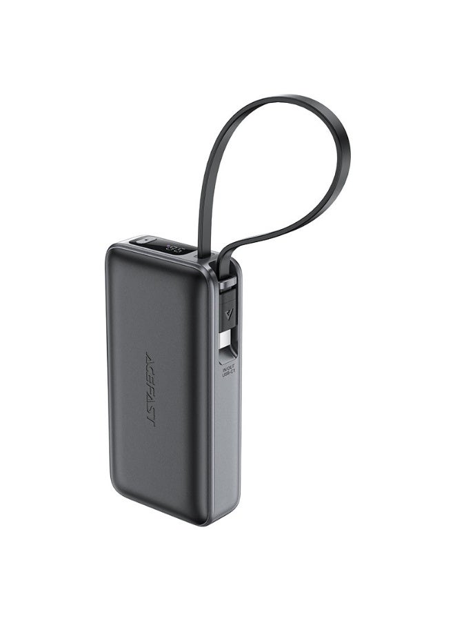 ACEFAST Power Bank 10000mah Fast Charging PD30W with USB-C Cable, 1USB-C Port,1 USB-A Port, Lightweight and High Quality, Suitable for Mobile   phones, Tablets, Game Consoles (M7)  - Black - Image 1