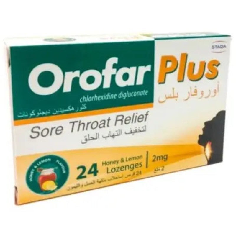 OROFAR PLUS HONEY & LEMON LOZENGES 24S