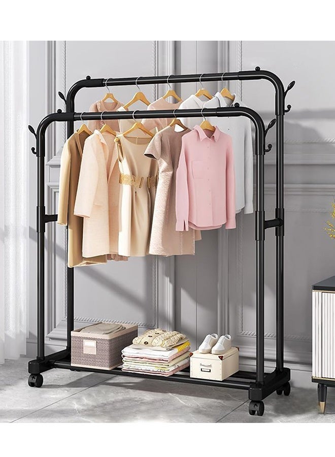 JCB CHIC Garment Cloth Rack, Clothes Hanger Stand Clothes Dryer Rail with Branch Hook Large Bottom Storage Space for Shoes Clothes Jacket Umbrella Hats Scarf Handbags (130cm) - Image 1