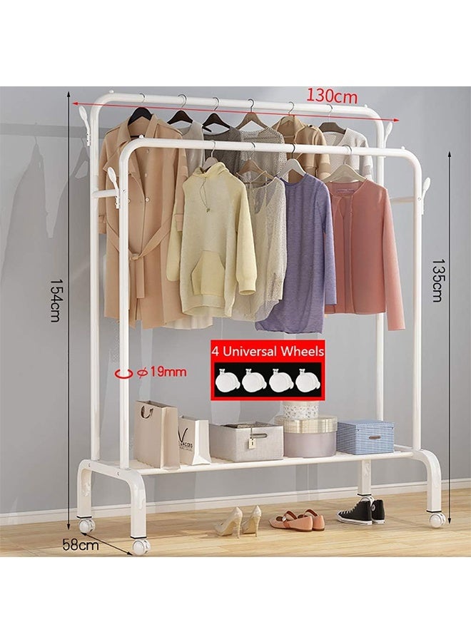 JCB CHIC Garment Cloth Rack, Clothes Hanger Stand Clothes Dryer Rail with Branch Hook Large Bottom Storage Space for Shoes Clothes Jacket Umbrella Hats Scarf Handbags (130cm) - Image 2
