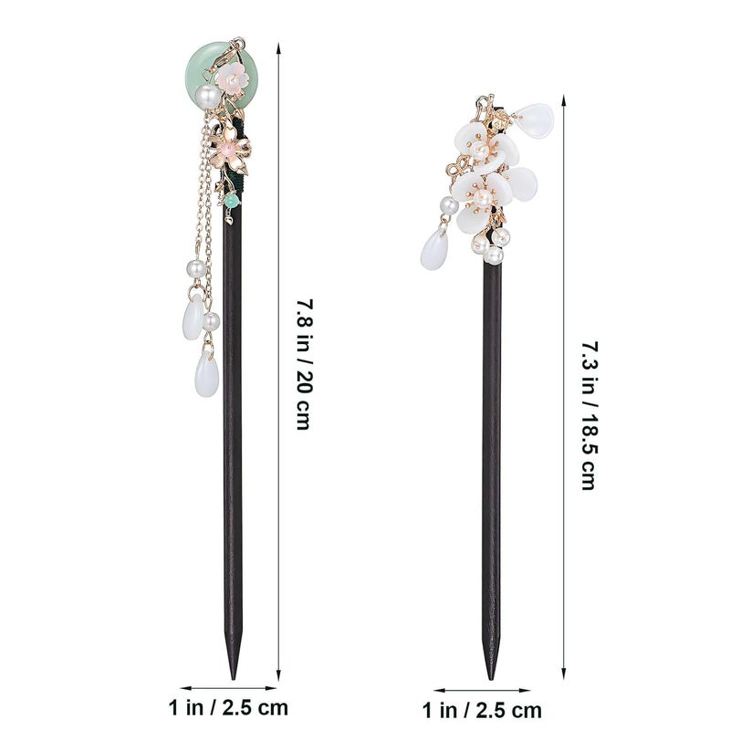 4 Pcs Chinese Wooden Hair Sticks Hair Chopsticks Pins for Women Traditional for Buns Retro Style - Image 2
