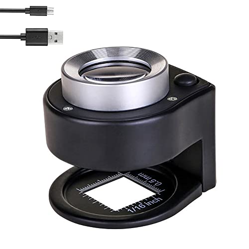 Bysameyee 30X Handheld Rechargeable Magnifying Glass Jewelers Loupe with Light, 6 LED Desktop Metal Magnifier Portable Eye Loop for Textile Optical Jewelry Coins Currency Stamps - Image 1