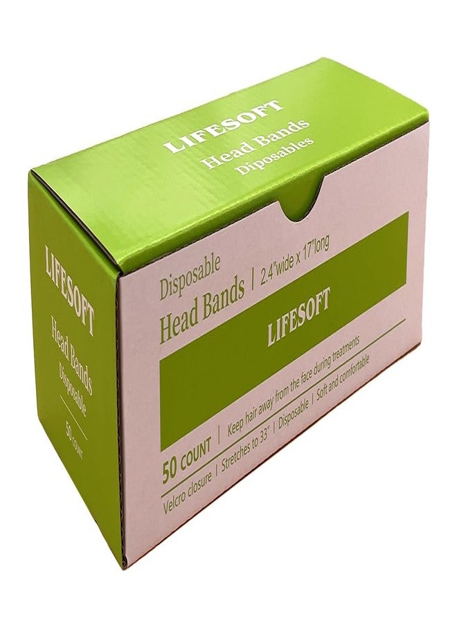 LIFESOFT Disposable Facial Spa Headbands Elastic Hair Wrap with Closure Box of 50 - Image 3