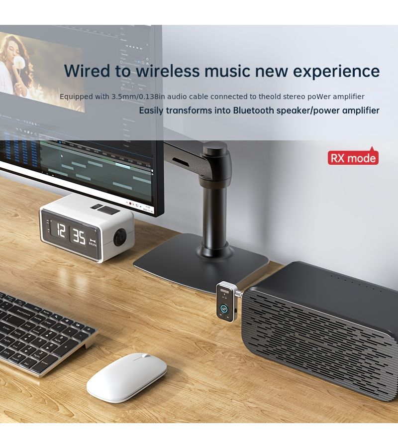 Black 53 Wireless Audio Adapter with Screen Display and TF Card Support - Image 4