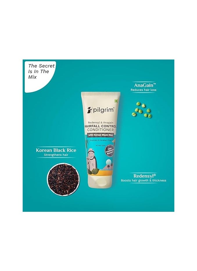 PILGRIM Pilgrim Redensyl & Anagain Conditioner Hairfall Control (200ml) with Black Korean Rice  - Image 3