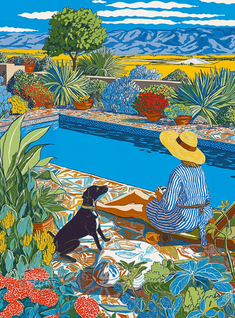 Cross & Glory Cross Glory Desert Poolside Oasis 1000 Piece Jigsaw Puzzle for Adults Vibrant Desert Landscape and Pool Scene for Nature Lovers - Image 3