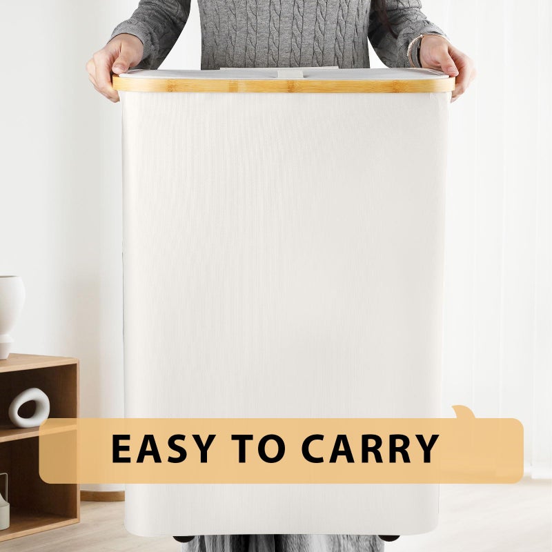 Odonata Large Toilet Paper Storage Basket with Lid, Slim Toilet Paper Organizer, Hold up to 20 Regular Rolls or 15 Mega Rolls. (Beige, 49L) - Image 5