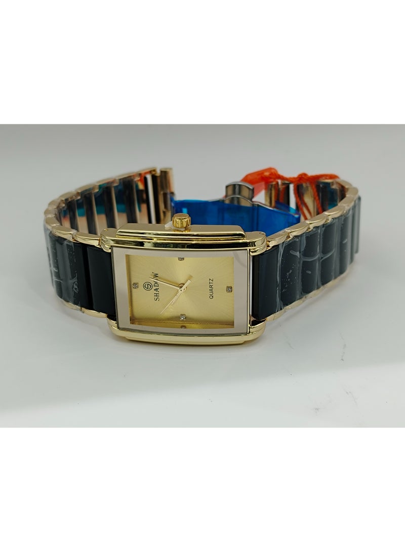 شادو ساعات زوجية شادو فاخرة - طقم أنيق بتصميم مستطيل ولون ثنائي - Image 2