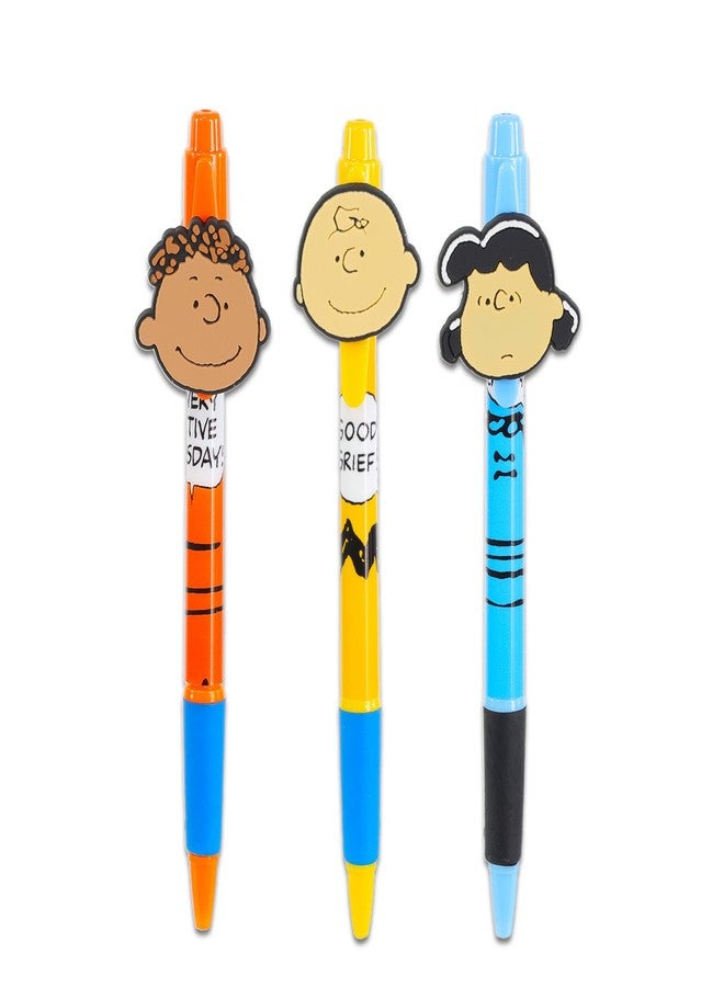 Peanuts Pens Gift Set - Bundle with 3 Charlie Brown Pens with Clip Plus Stickers | Peanuts Office Desk Supplies - Image 2