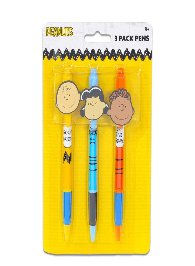 Peanuts Pens Gift Set - Bundle with 3 Charlie Brown Pens with Clip Plus Stickers | Peanuts Office Desk Supplies - Image 3