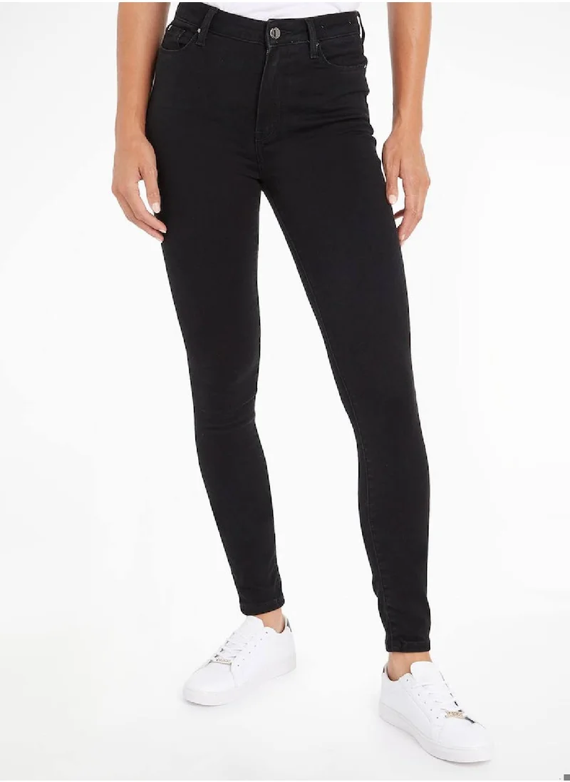 TOMMY HILFIGER Women's Flex Harlem High Rise Super Skinny Jeans, Black