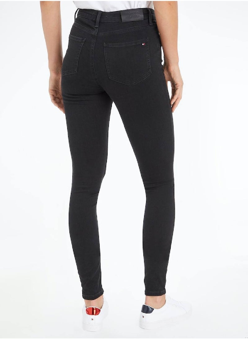 TOMMY HILFIGER Women's Flex Harlem High Rise Super Skinny Jeans, Black  - Image 2