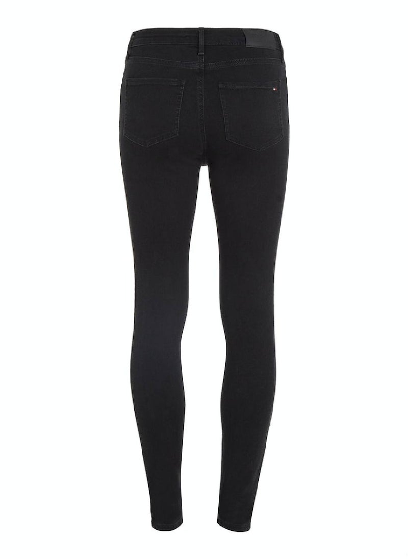 TOMMY HILFIGER Women's Flex Harlem High Rise Super Skinny Jeans, Black  - Image 3