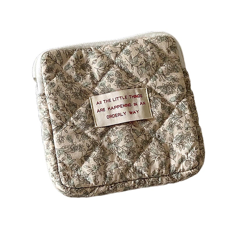 Green Petals Sanitary Napkin Storage Bag Portable Cosmetic Organizer Travel Pouch For Women - Image 2
