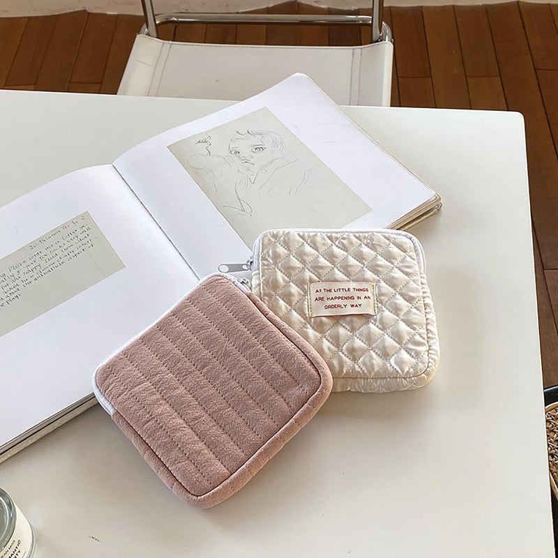 Green Petals Sanitary Napkin Storage Bag Portable Cosmetic Organizer Travel Pouch For Women - Image 4