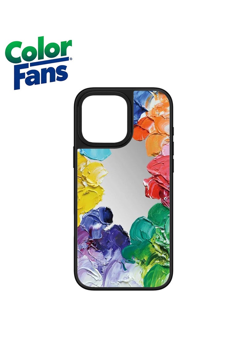 Creative Oil Paint Graffiti Mirror Case - iPhone 15 Pro-Reflective Mirror with Bold Paint Accents
