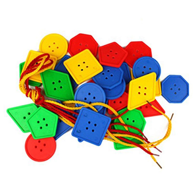 ALMA STUDY 70 Pcs Button Puzzle Toy, Button Lacing Toy, Big Button Threading Toy, Bright Buttons, Plastic Buttons Toy, Assorted Buttons - Image 1