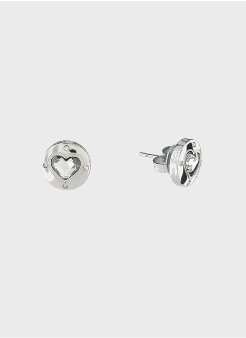 Crystal Heart Stud Earrings
