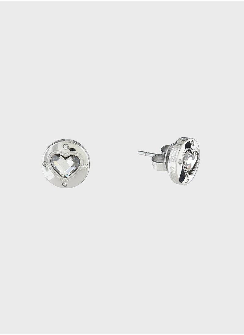 GUESS - Crystal Heart Stud Earrings - Image 1