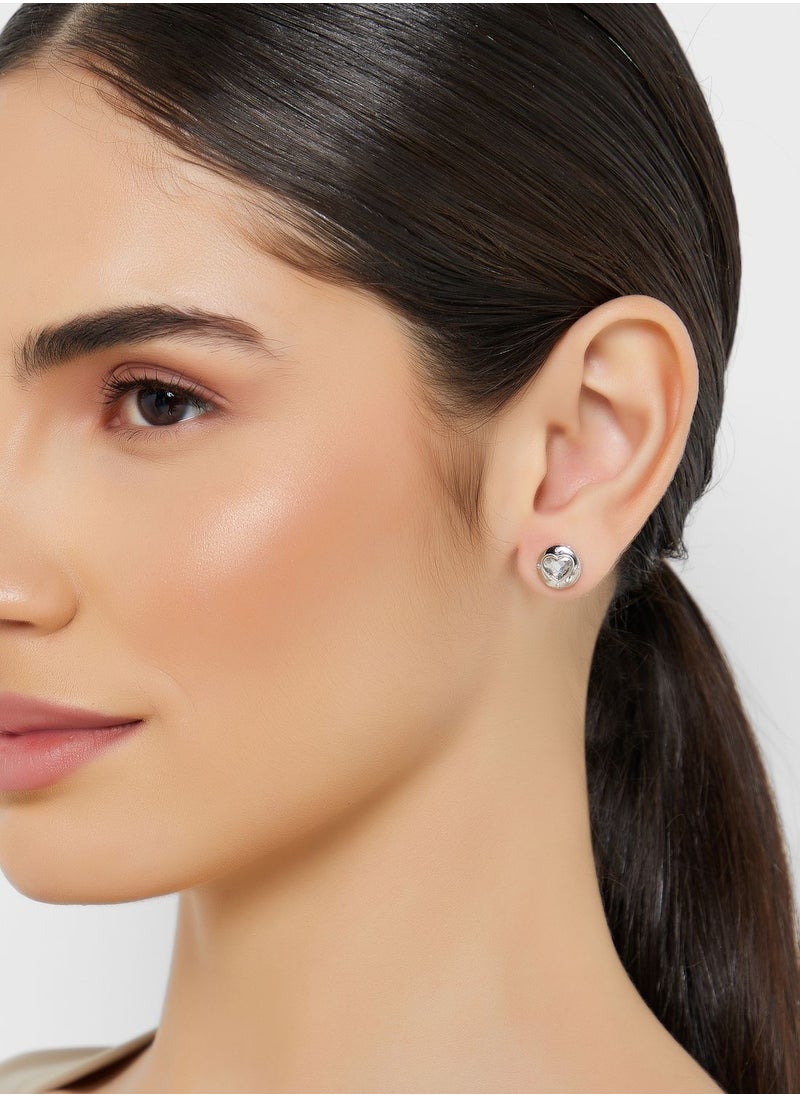 GUESS - Crystal Heart Stud Earrings - Image 1