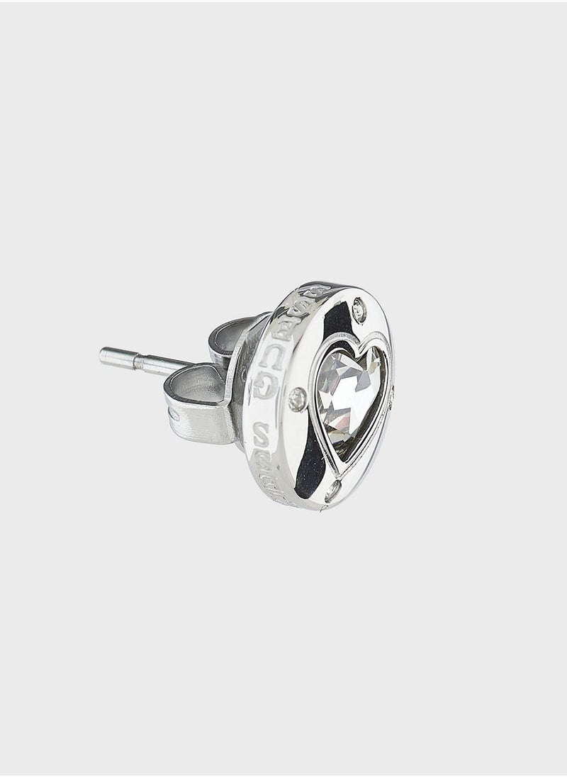 GUESS - Crystal Heart Stud Earrings - Image 1