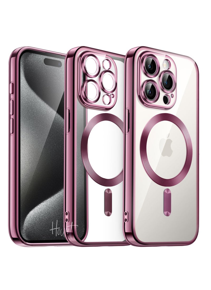 Houmt iPhone 15 Pro Case Electroplated Magnetic Case Support Wireless Charging Transparent Camera Lens Protector Shockproof iPhone 15 Pro Magsafe Cover 6.1 Inch  - Image 1