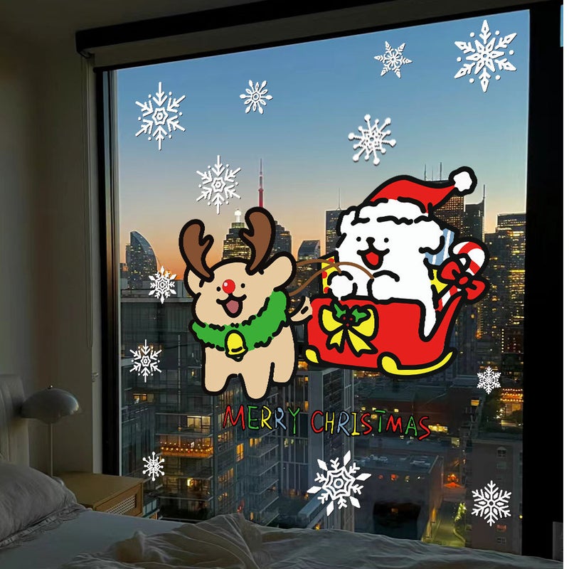 2026 New Year And Christmas Line Puppy Decoration Window Decoration Spring Festival New Year'S Day Glass Door Sticker Window Decoration Door Sticker Window Sticker - Image 4