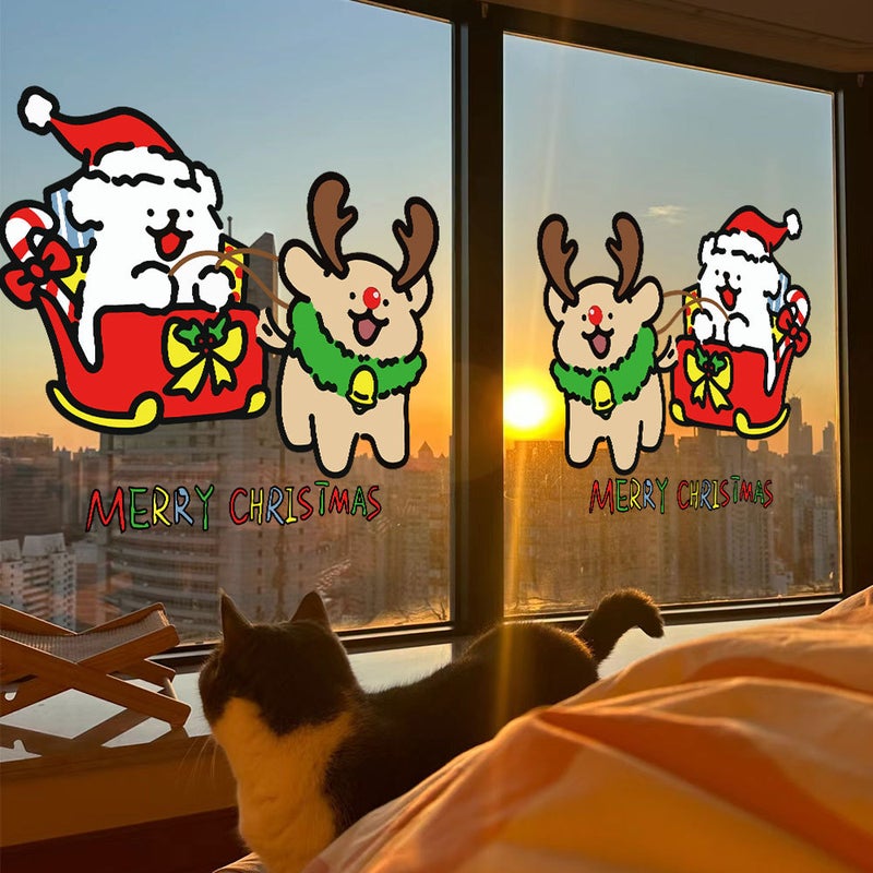 2026 New Year And Christmas Line Puppy Decoration Window Decoration Spring Festival New Year'S Day Glass Door Sticker Window Decoration Door Sticker Window Sticker - Image 2