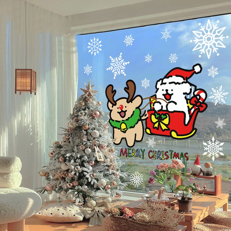 2026 New Year And Christmas Line Puppy Decoration Window Decoration Spring Festival New Year'S Day Glass Door Sticker Window Decoration Door Sticker Window Sticker - Image 3