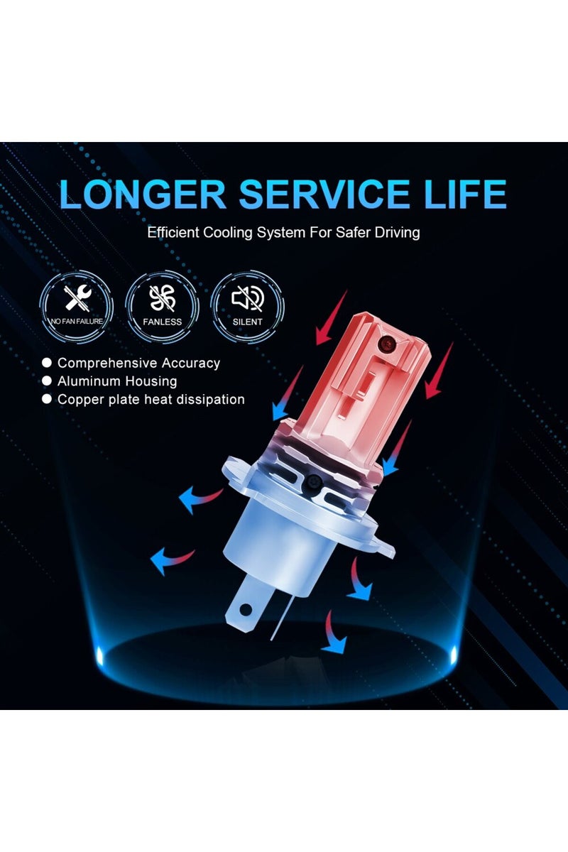 إيروريكس مصباح أمامي H4 LED للدراجات النارية، قطعة واحدة، CSP، H4 9003 HB2، إضاءة عالية/منخفضة - Image 3