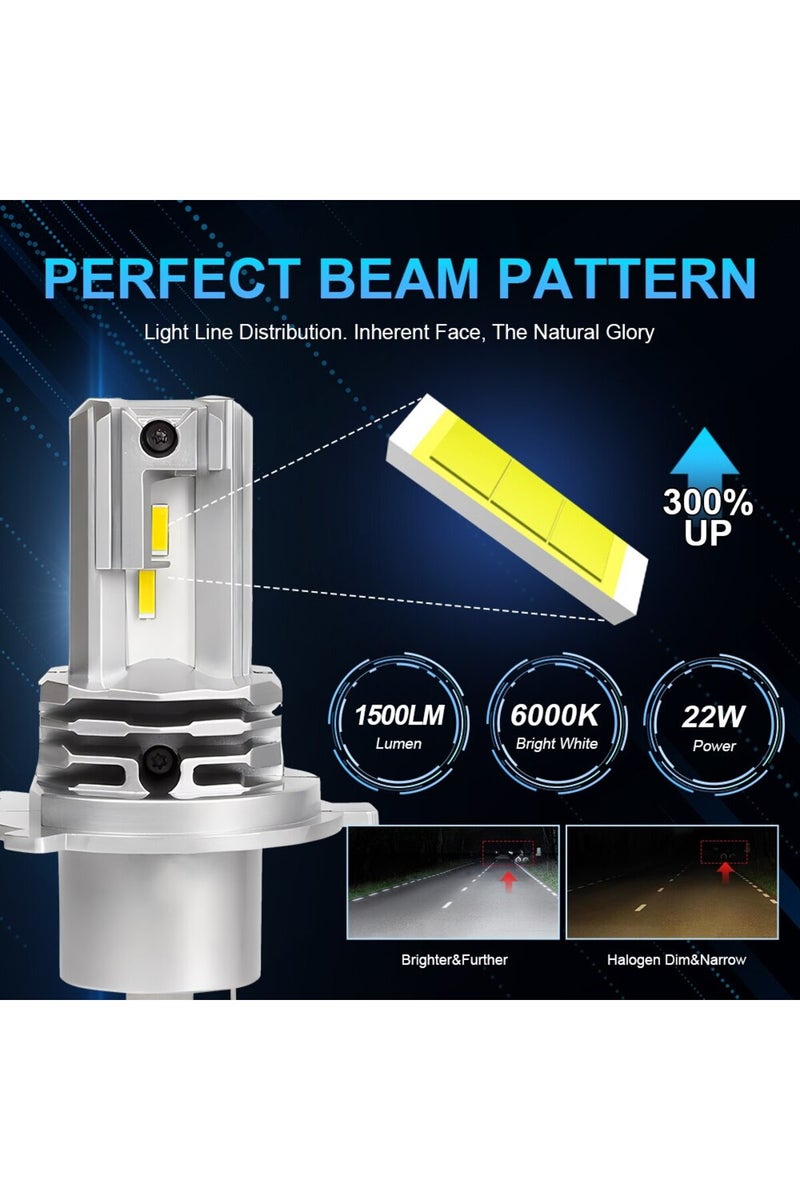 إيروريكس مصباح أمامي H4 LED للدراجات النارية، قطعة واحدة، CSP، H4 9003 HB2، إضاءة عالية/منخفضة - Image 2