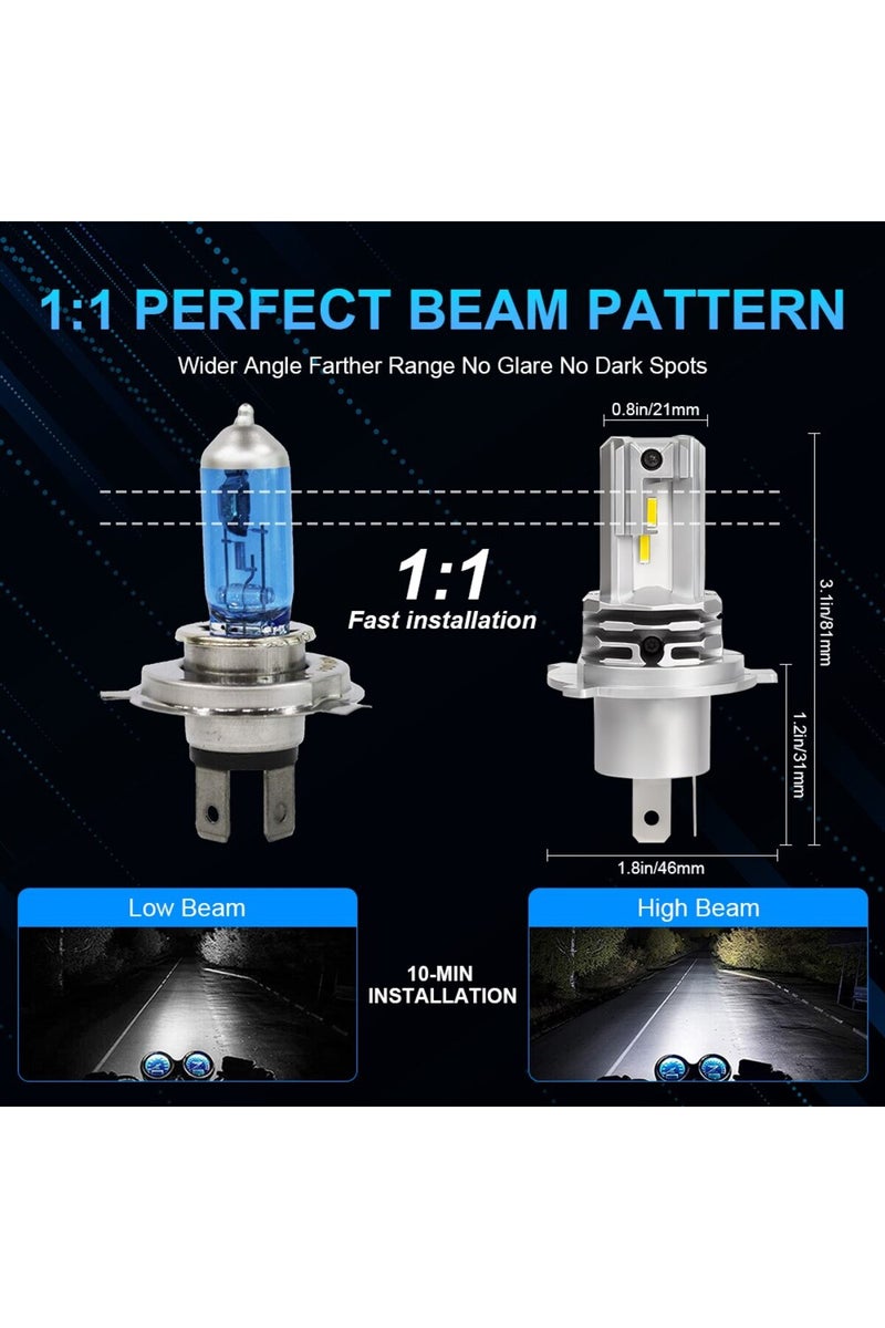 إيروريكس مصباح أمامي H4 LED للدراجات النارية، قطعة واحدة، CSP، H4 9003 HB2، إضاءة عالية/منخفضة - Image 5