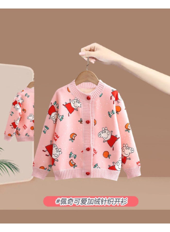 peppa Pig Autumn/winter New Fleece-lined Knit Cardigan - Comfortable & Versatile - Image 1