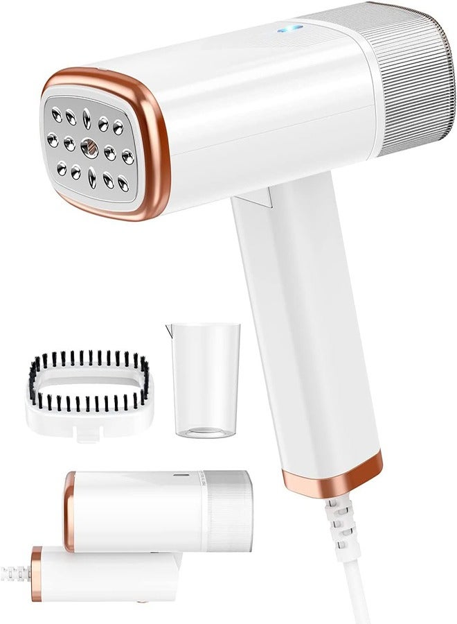 دي إم جي تك الملابس القابلة للطي والتي يتم حملها يدويًا الكي بالبخار 1000 وات و 120ML وضع حديد الخزان (أبيض + وردة ذهبية) - Image 1