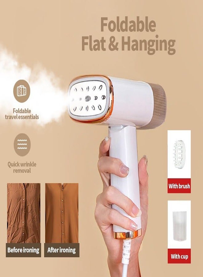دي إم جي تك الملابس القابلة للطي والتي يتم حملها يدويًا الكي بالبخار 1000 وات و 120ML وضع حديد الخزان (أبيض + وردة ذهبية) - Image 3