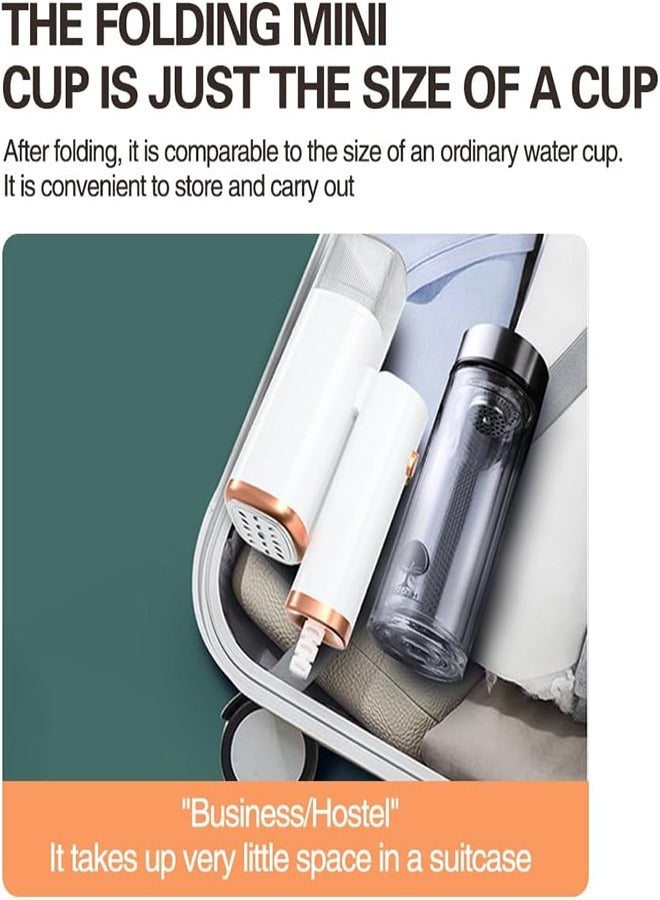 دي إم جي تك الملابس القابلة للطي والتي يتم حملها يدويًا الكي بالبخار 1000 وات و 120ML وضع حديد الخزان (أبيض + وردة ذهبية) - Image 5