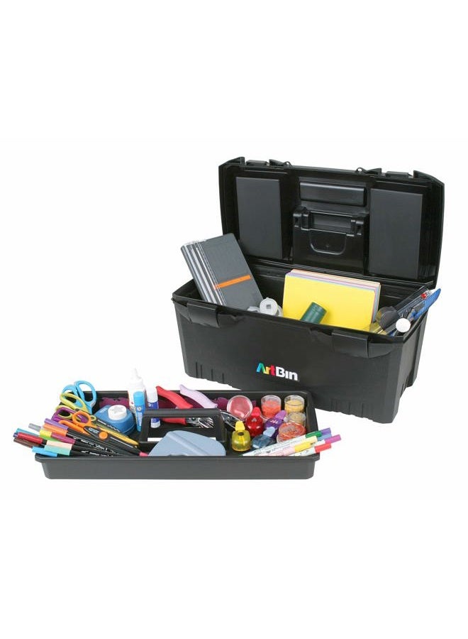 ArtBin Twin Top 17 inch Box Portable Art & Craft Supply Organizer with Handle [1] Plastic Storage Case Black - Image 5