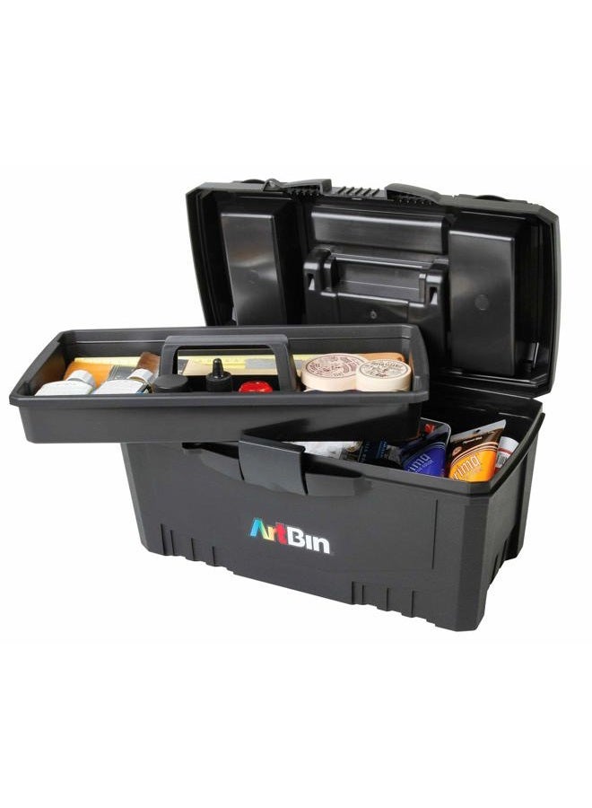 ArtBin Twin Top 17 inch Box Portable Art & Craft Supply Organizer with Handle [1] Plastic Storage Case Black - Image 1