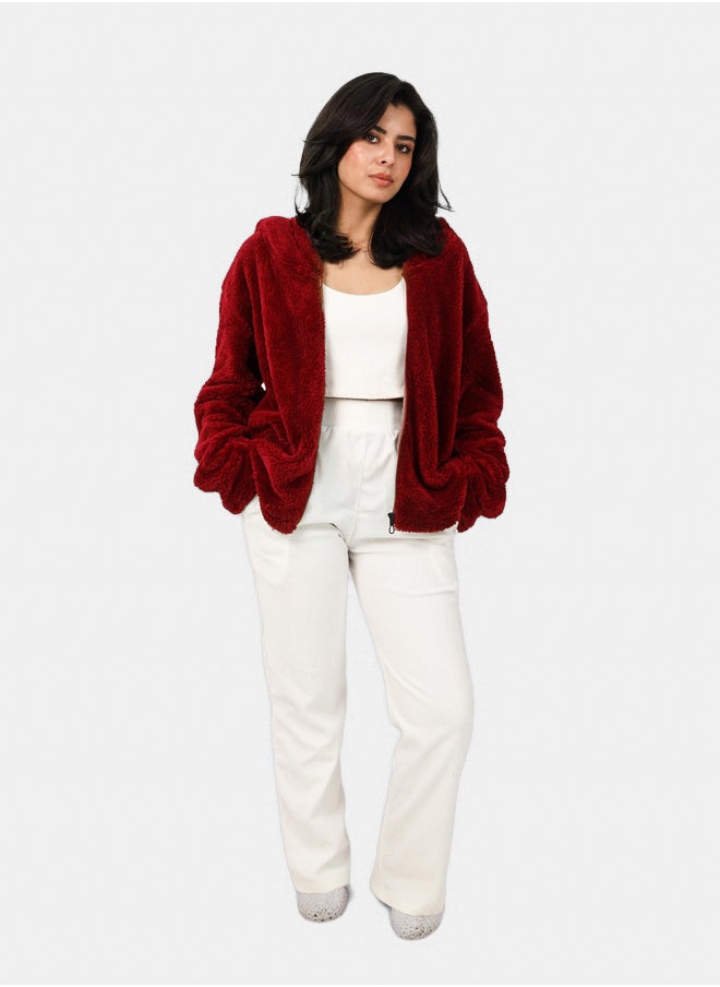 SHECHICK Shechick Stylish Burgundy & Off White 3-Piece Pajama Set  - Image 1